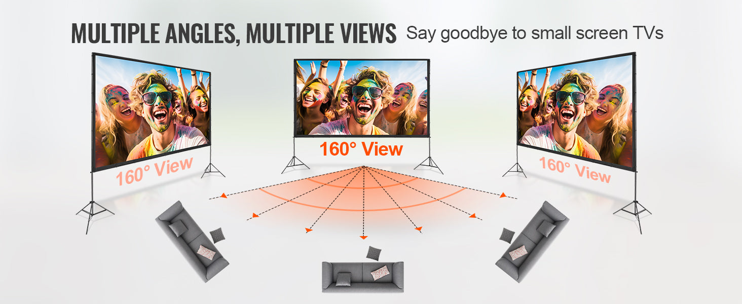 SucceBuy Projector Screen w/ Stand 150in 16:9 4K 1080 HD Portable Projection Screen for Home Office Garden Moive Theater Cinema