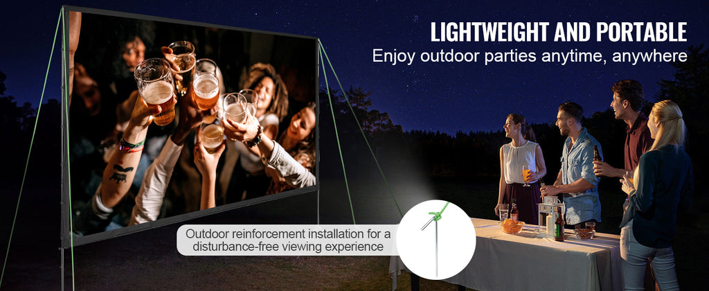 SucceBuy Projector Screen w/ Stand 150in 16:9 4K 1080 HD Portable Projection Screen for Home Office Garden Moive Theater Cinema