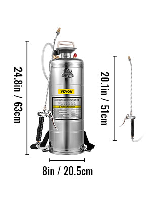 SucceBuy 4-12L Hand Powered Sprayer Stainless Steel Watering Spraying Sprinkling Atomizer Pump Home Ground Garden Cleaning Sprayer