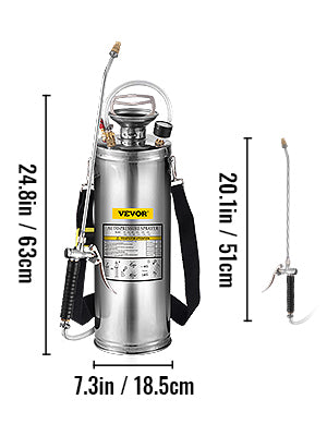 SucceBuy 4-12L Hand Powered Sprayer Stainless Steel Watering Spraying Sprinkling Atomizer Pump Home Ground Garden Cleaning Sprayer