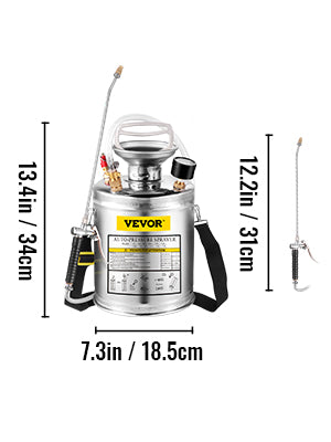 SucceBuy 4-12L Hand Powered Sprayer Stainless Steel Watering Spraying Sprinkling Atomizer Pump Home Ground Garden Cleaning Sprayer