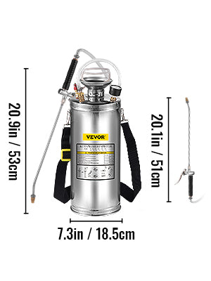 SucceBuy 4-12L Hand Powered Sprayer Stainless Steel Watering Spraying Sprinkling Atomizer Pump Home Ground Garden Cleaning Sprayer