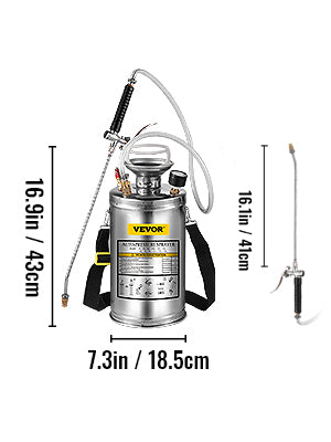 SucceBuy 4-12L Hand Powered Sprayer Stainless Steel Watering Spraying Sprinkling Atomizer Pump Home Ground Garden Cleaning Sprayer