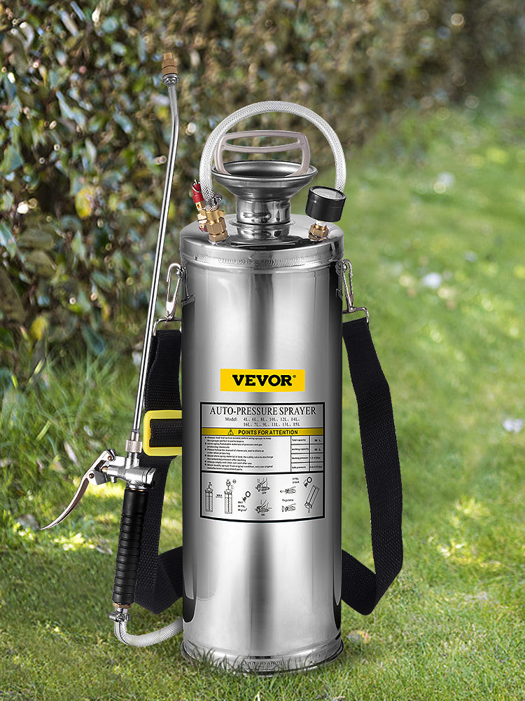SucceBuy 4-12L Hand Powered Sprayer Stainless Steel Watering Spraying Sprinkling Atomizer Pump Home Ground Garden Cleaning Sprayer