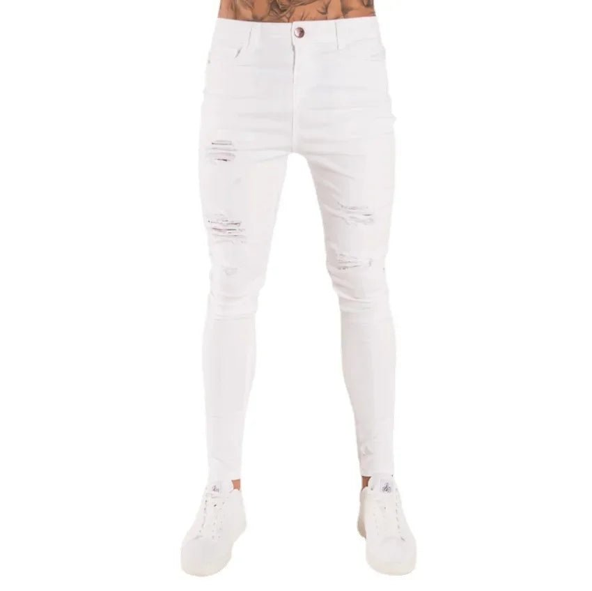 Ripped Jeans Men Stretch Skinny Grey Blue Black Hip Hop Denim Trousers Streetwear Casual Slim Fit Jeans for Men Jogging jean - Beauty