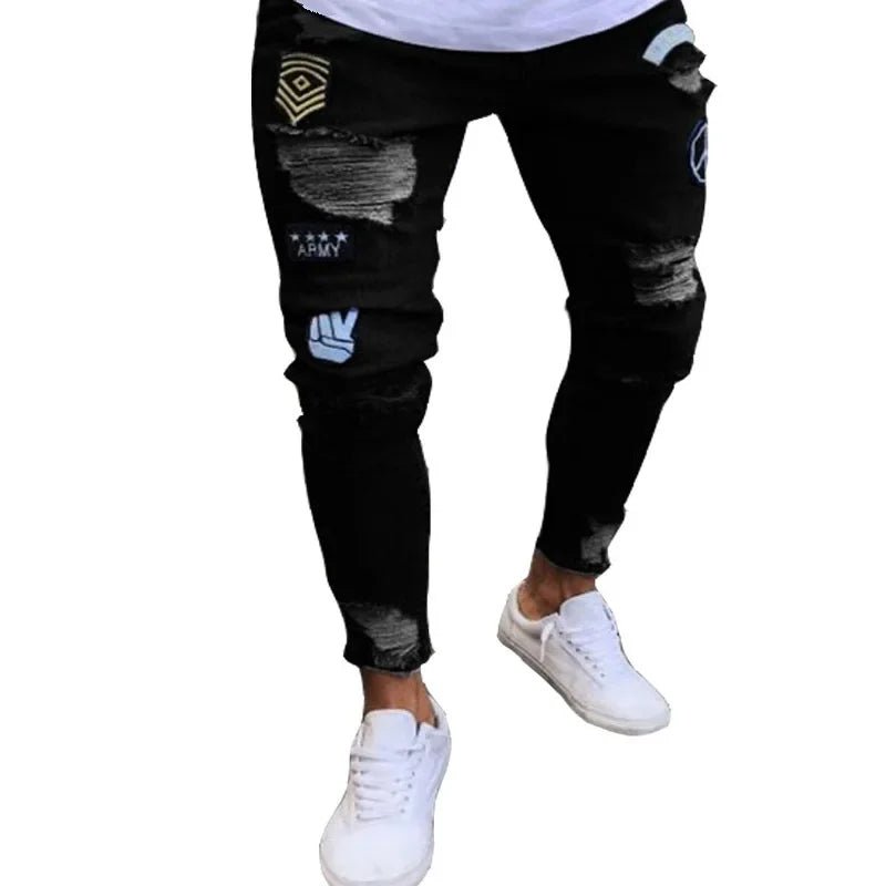 Ripped Jeans Men Stretch Skinny Grey Blue Black Hip Hop Denim Trousers Streetwear Casual Slim Fit Jeans for Men Jogging jean - Beauty