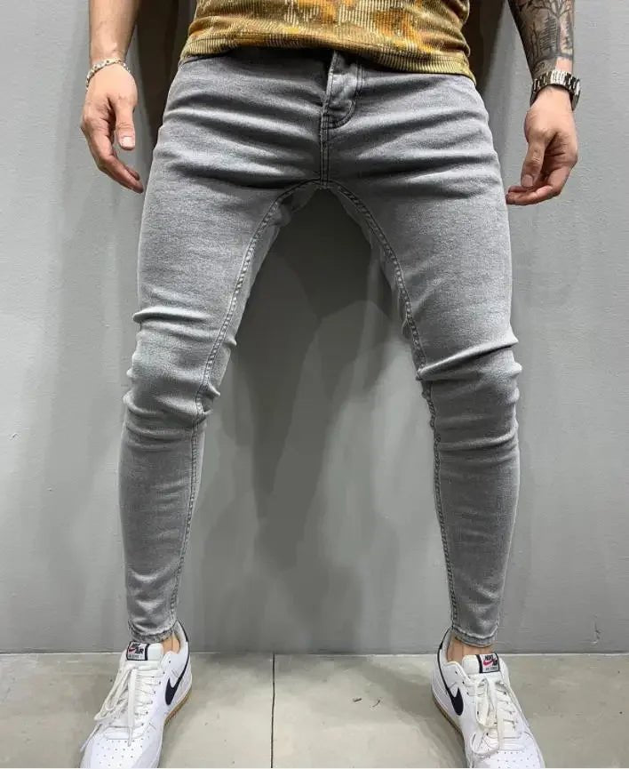 Ripped Jeans Men Stretch Skinny Grey Blue Black Hip Hop Denim Trousers Streetwear Casual Slim Fit Jeans for Men Jogging jean - Beauty