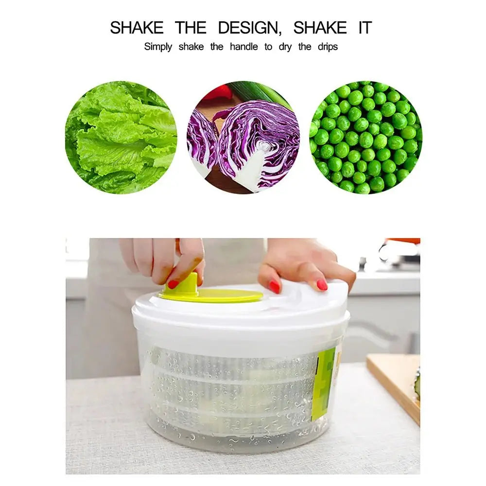 Salad Spinner Lettuce Greens Washer Dryer Drainer Crisper Strainer for Washing Drying Leafy Vegetables Kitchen Tools - Beauty