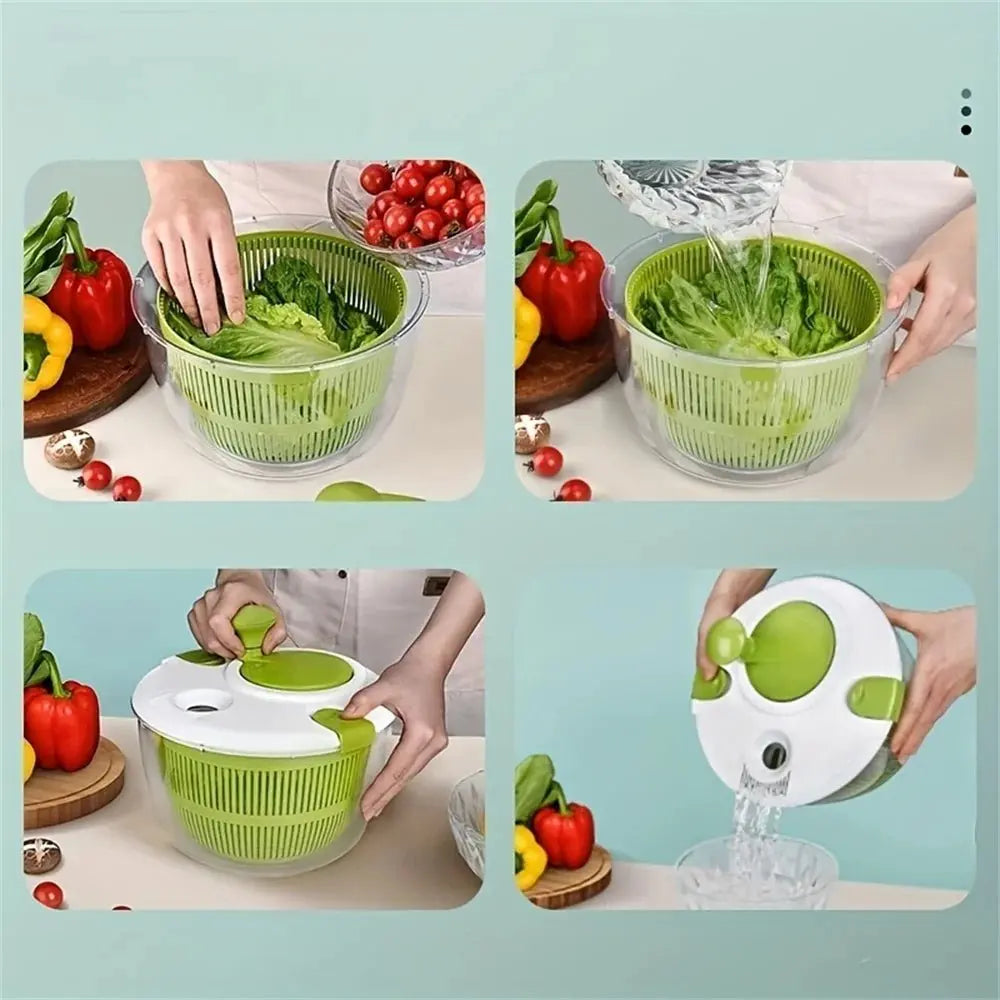 Salad Spinner Lettuce Greens Washer Dryer Drainer Crisper Strainer for Washing Drying Leafy Vegetables Kitchen Tools - Beauty