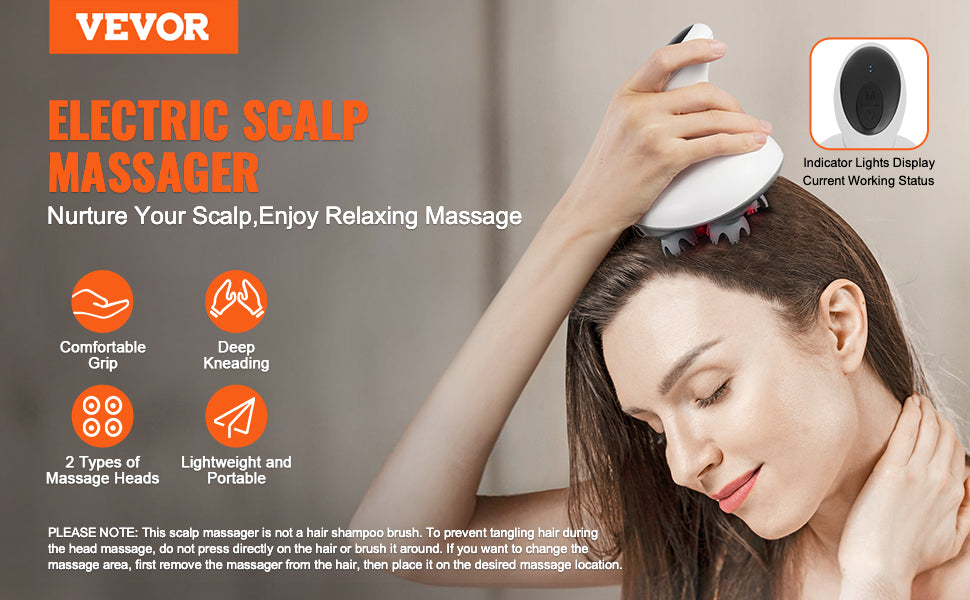 SucceBuy Electric Scalp Massager Rechargeable Head Massager Hair Growth Waterproof Portable Kneading Electric Scalp Scratcher