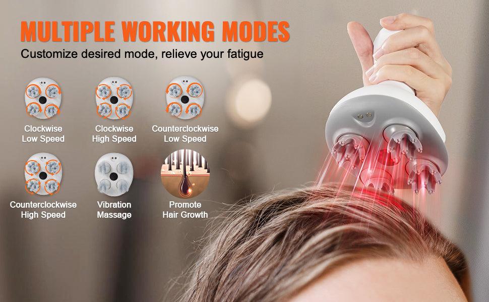 SucceBuy Electric Scalp Massager Rechargeable Head Massager Hair Growth Waterproof Portable Kneading Electric Scalp Scratcher