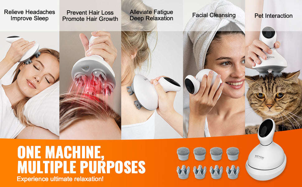 SucceBuy Electric Scalp Massager Rechargeable Head Massager Hair Growth Waterproof Portable Kneading Electric Scalp Scratcher