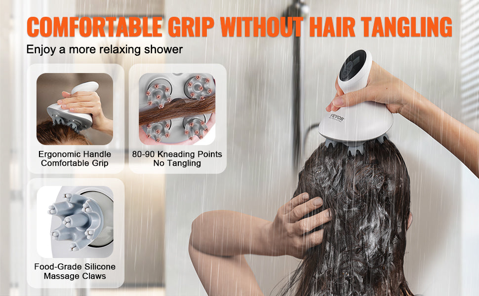 SucceBuy Electric Scalp Massager Rechargeable Head Massager Hair Growth Waterproof Portable Kneading Electric Scalp Scratcher