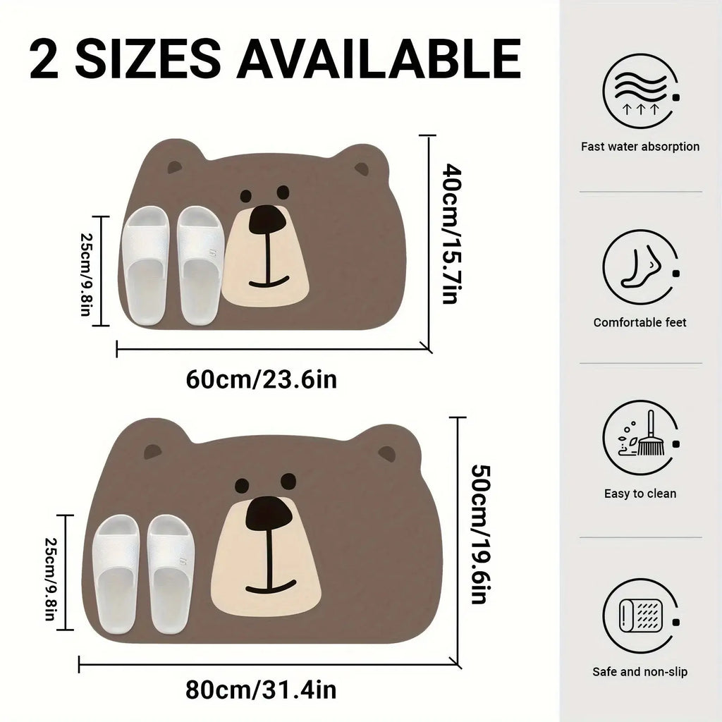 Silicone Bath Mat: Non - Slip, Soft & Comfortable - Adorable Cartoon Lion and Bear Designs for Bathroom and Home Decor - Beauty