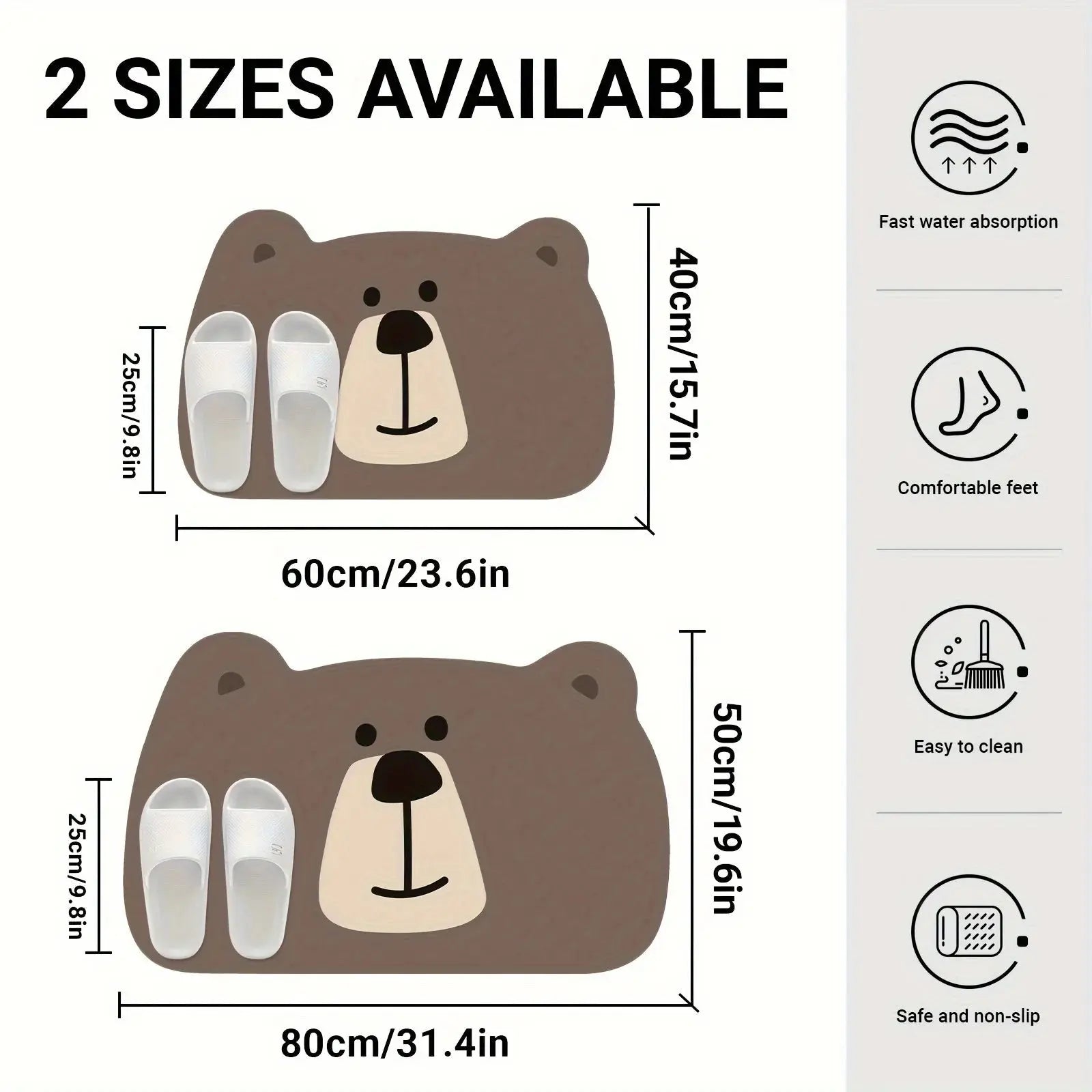 Silicone Bath Mat: Non - Slip, Soft & Comfortable - Adorable Cartoon Lion and Bear Designs for Bathroom and Home Decor - Beauty