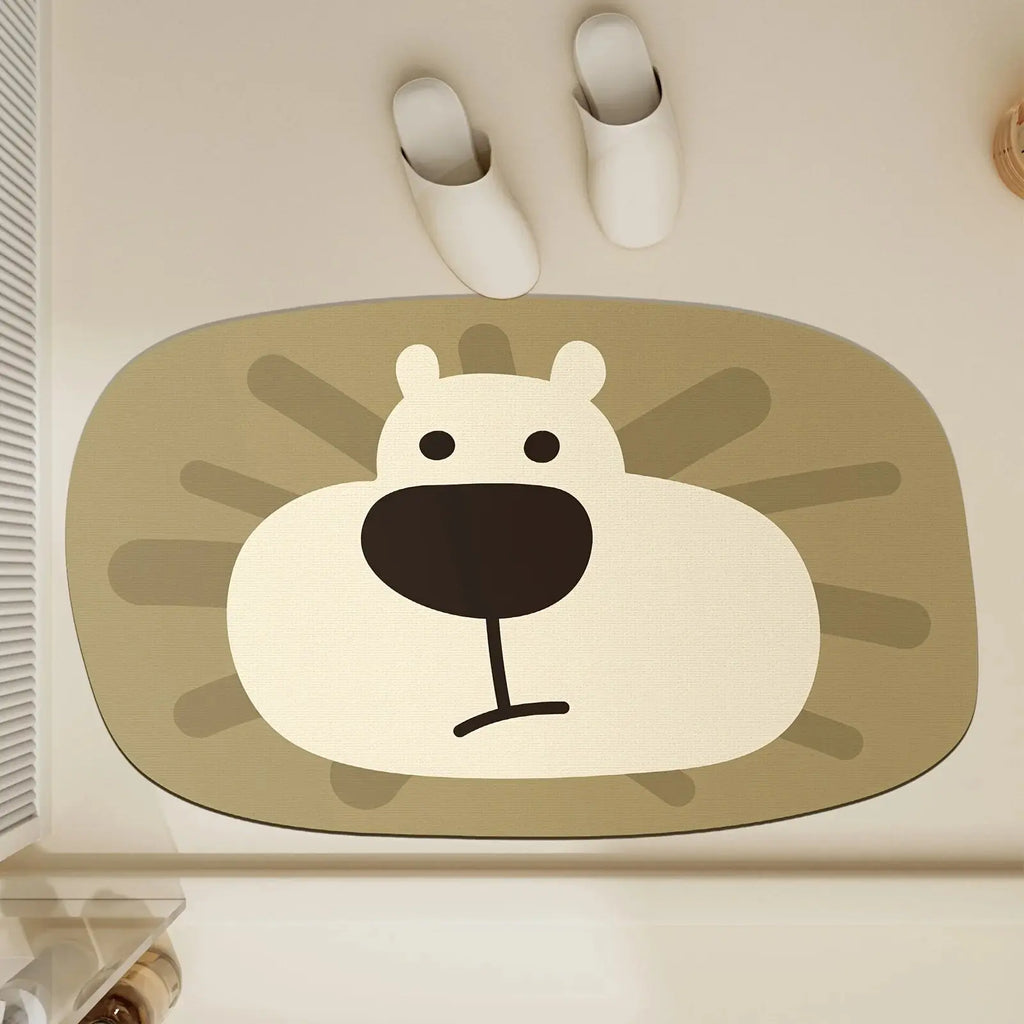 Silicone Bath Mat: Non - Slip, Soft & Comfortable - Adorable Cartoon Lion and Bear Designs for Bathroom and Home Decor - Beauty