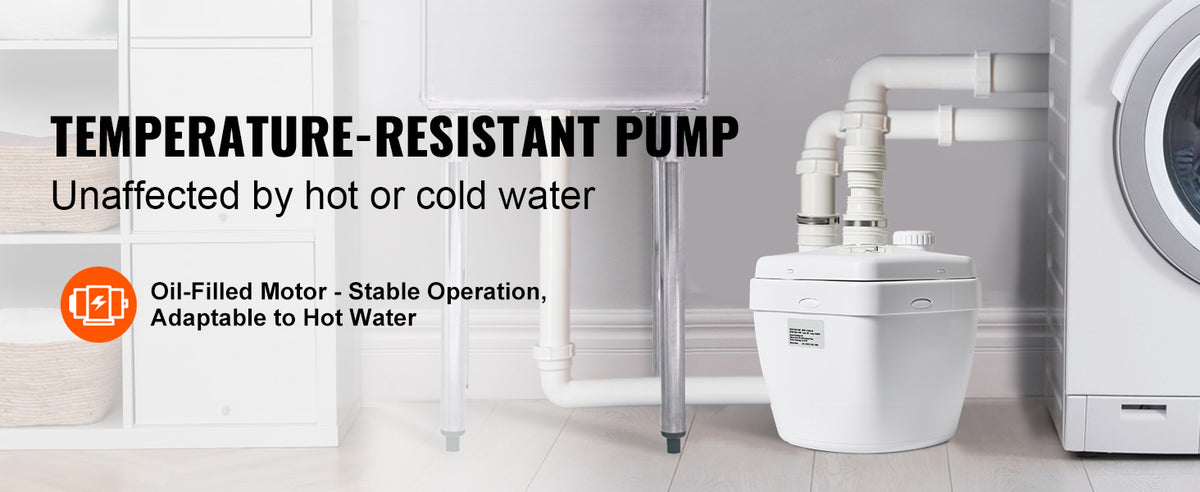 SucceBuy Utility Sink Pump 1/3 HP 120V 1750 GPH Flow 18 ft Head Under-Sink Sump Pump System Heavy-Duty Utility/Laundry Sink Pump