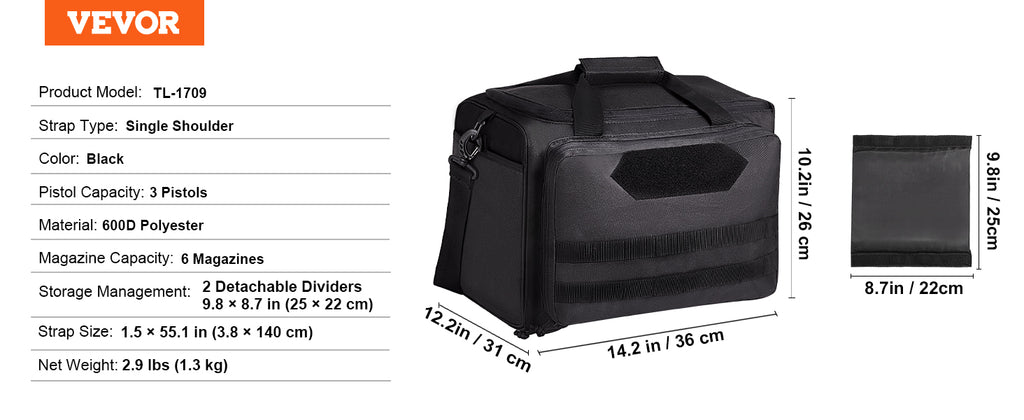 SucceBuy Tactical Range Backpack 2/6 Pistols Gun Backpack with Independent Pistol Bags and Magazines Pistol Backpack for Outdoor