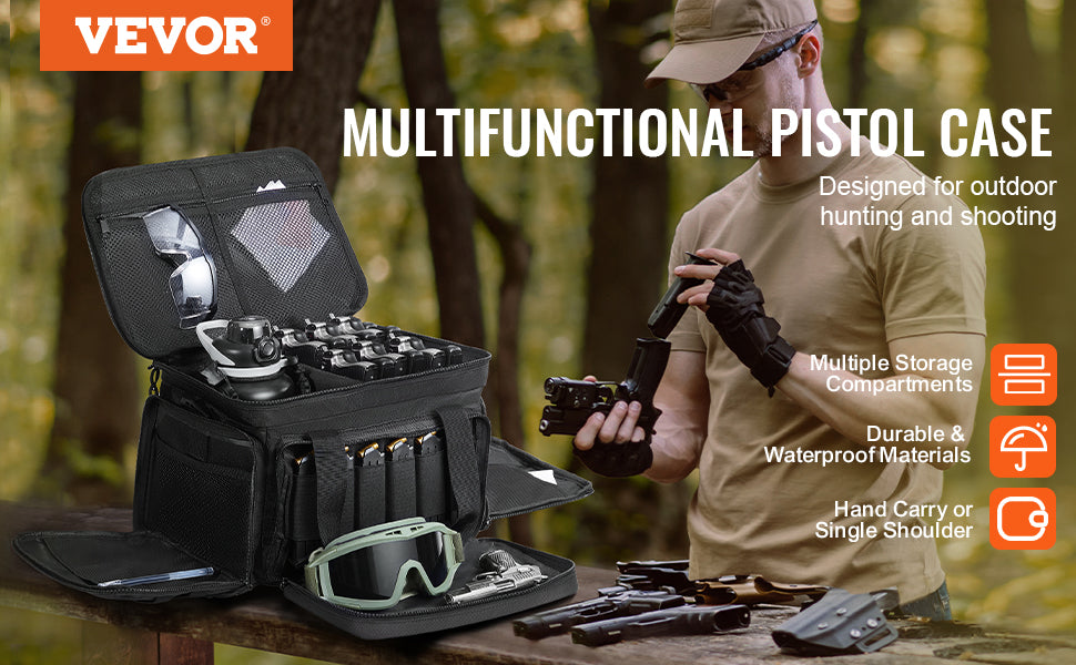 SucceBuy Tactical Range Backpack 2/6 Pistols Gun Backpack with Independent Pistol Bags and Magazines Pistol Backpack for Outdoor