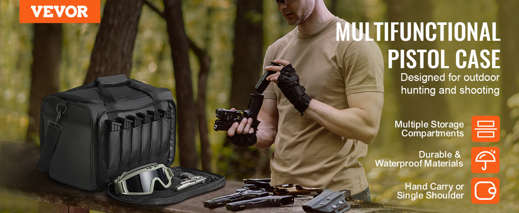 SucceBuy Tactical Range Backpack 2/6 Pistols Gun Backpack with Independent Pistol Bags and Magazines Pistol Backpack for Outdoor