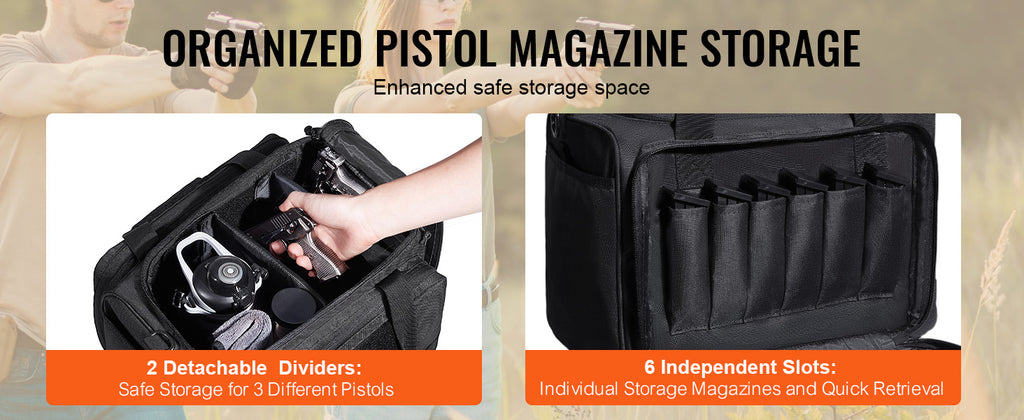 SucceBuy Tactical Range Backpack 2/6 Pistols Gun Backpack with Independent Pistol Bags and Magazines Pistol Backpack for Outdoor