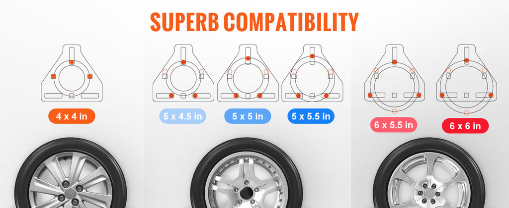 SucceBuy 160 lbs Spare Tire Carrier with Mounting Screws Bracket Lugs On Bolt Patterns Tire Mount Wheel Holder for Trailers RV