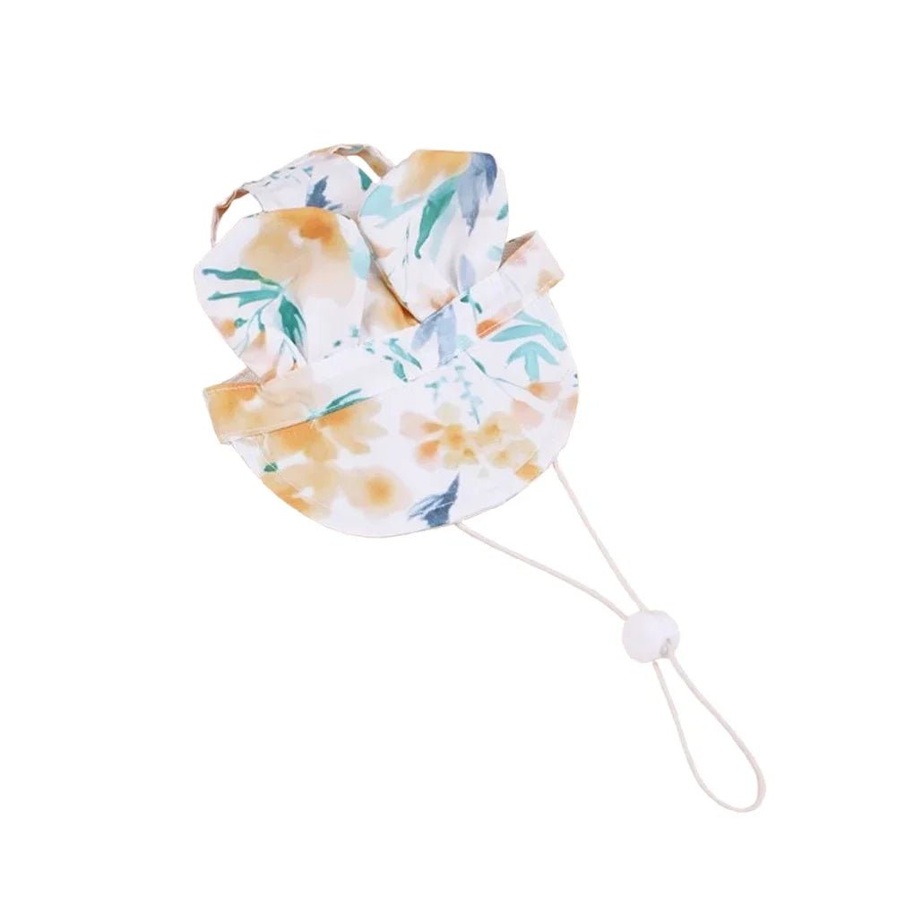 Spring and Autum Cute Cat and Dog Hat Pet Outdoor Sunscreen Breathable Dog Fisherman Hat Cat Leaky Ear Sunshade Floral Hat - Beauty