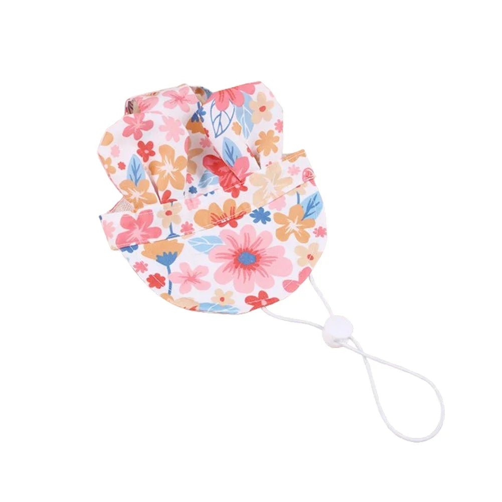 Spring and Autum Cute Cat and Dog Hat Pet Outdoor Sunscreen Breathable Dog Fisherman Hat Cat Leaky Ear Sunshade Floral Hat - Beauty