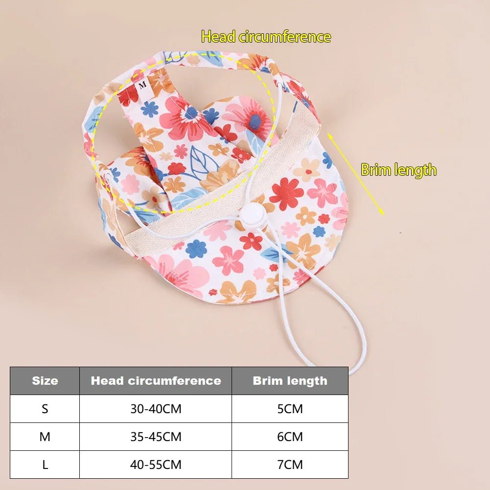 Spring and Autum Cute Cat and Dog Hat Pet Outdoor Sunscreen Breathable Dog Fisherman Hat Cat Leaky Ear Sunshade Floral Hat - Beauty