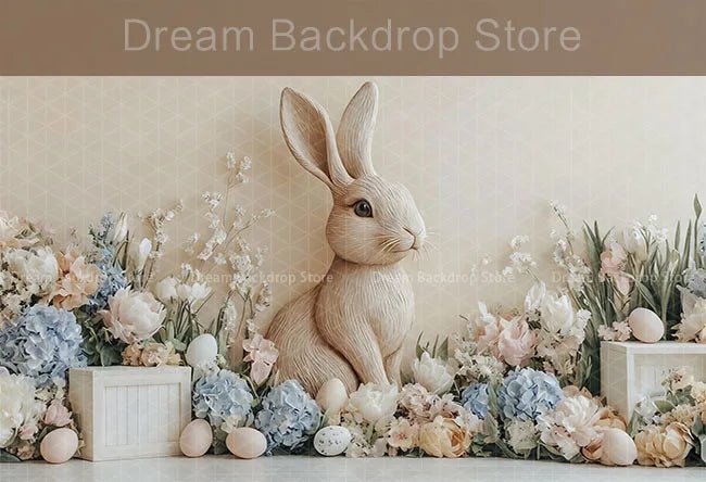 Spring Easter Background Photography Cute Rabbit Carrot Bunny Egg House Backdrop Decor for Kids Birthday Cake Smash Photo Studio - Beauty