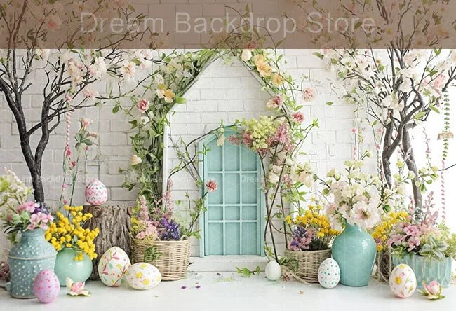 Spring Easter Background Photography Cute Rabbit Carrot Bunny Egg House Backdrop Decor for Kids Birthday Cake Smash Photo Studio - Beauty