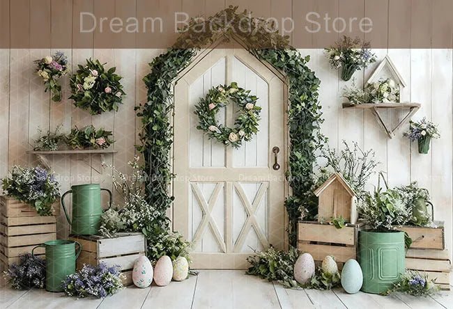 Spring Easter Background Photography Cute Rabbit Carrot Bunny Egg House Backdrop Decor for Kids Birthday Cake Smash Photo Studio - Beauty