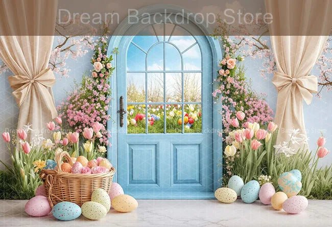 Spring Easter Background Photography Cute Rabbit Carrot Bunny Egg House Backdrop Decor for Kids Birthday Cake Smash Photo Studio - Beauty