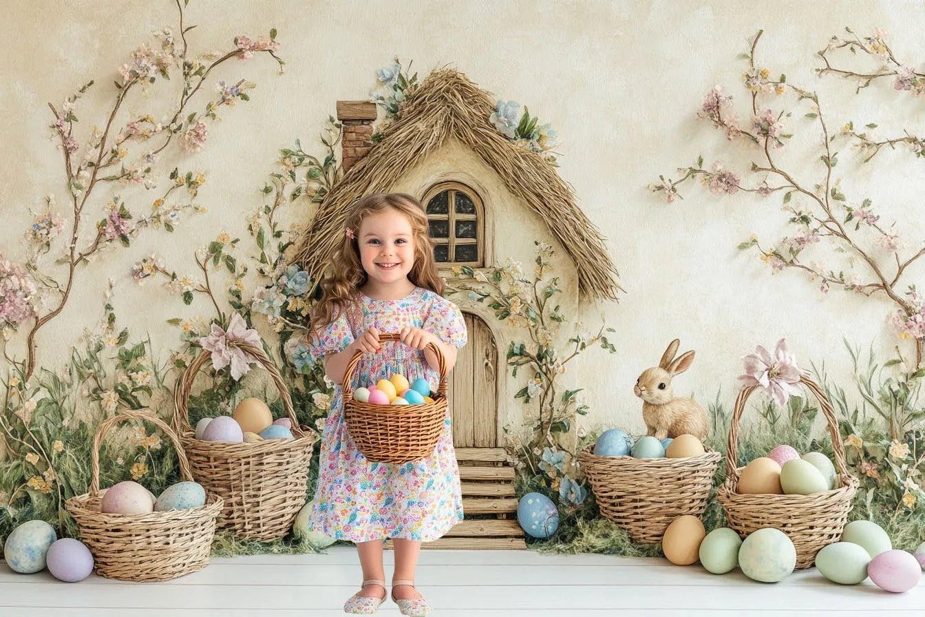Spring Easter Background Photography Cute Rabbit Carrot Bunny Egg House Backdrop Decor for Kids Birthday Cake Smash Photo Studio - Beauty