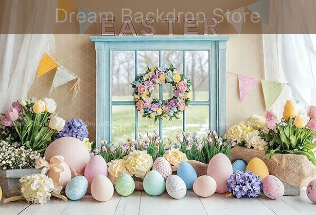 Spring Easter Background Photography Cute Rabbit Carrot Bunny Egg House Backdrop Decor for Kids Birthday Cake Smash Photo Studio - Beauty