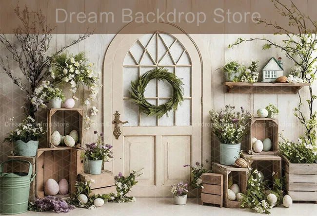 Spring Easter Background Photography Cute Rabbit Carrot Bunny Egg House Backdrop Decor for Kids Birthday Cake Smash Photo Studio - Beauty