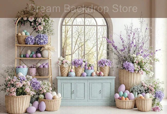 Spring Easter Background Photography Cute Rabbit Carrot Bunny Egg House Backdrop Decor for Kids Birthday Cake Smash Photo Studio - Beauty