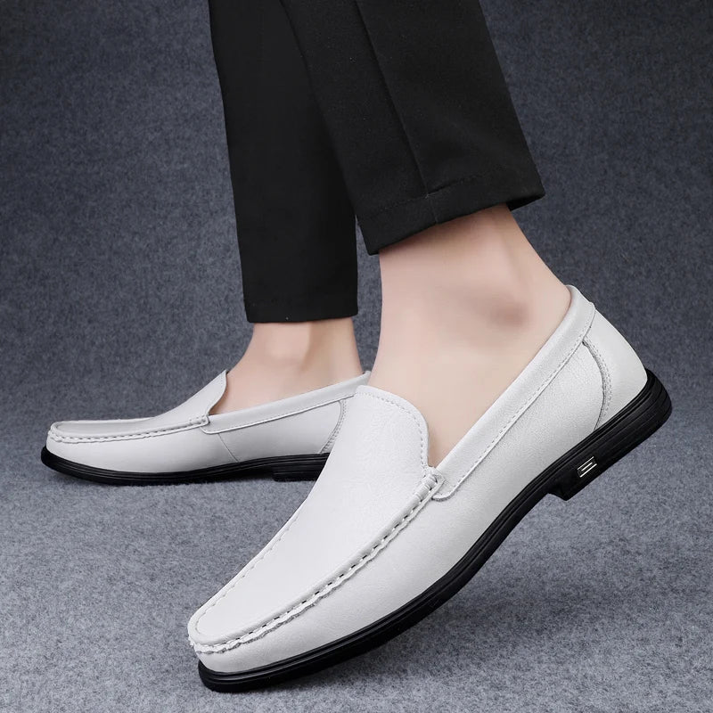 Spring Genuine Leather Men's Loafers Comfortable Slip - on Driving Casual Low Heel Shoes Soft Bottom Business Dating Loafers Shoes - Beauty