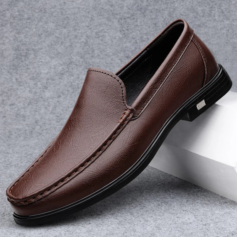 Spring Genuine Leather Men's Loafers Comfortable Slip - on Driving Casual Low Heel Shoes Soft Bottom Business Dating Loafers Shoes - Beauty