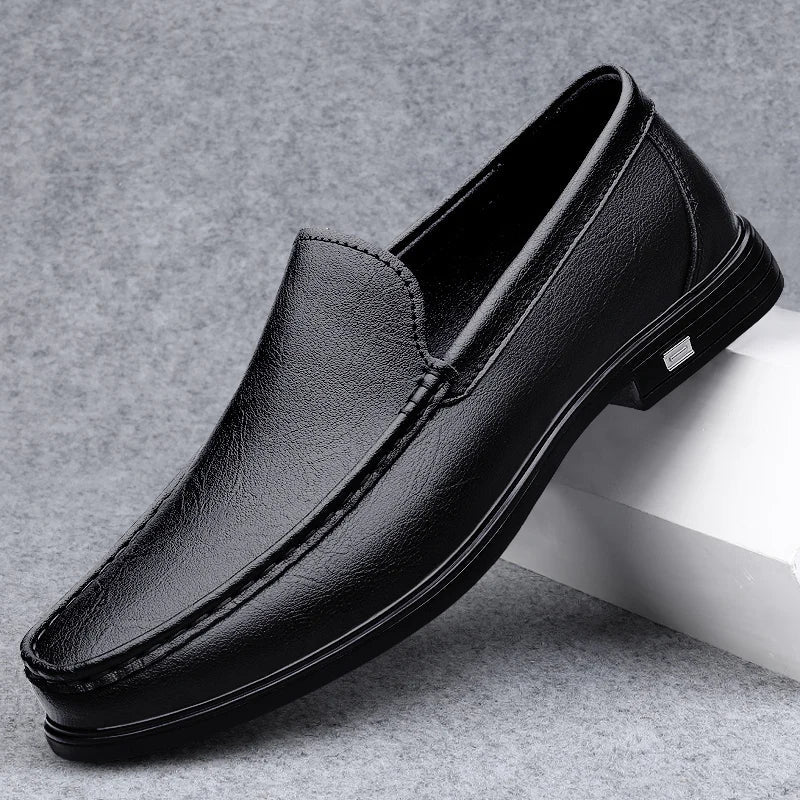 Spring Genuine Leather Men's Loafers Comfortable Slip - on Driving Casual Low Heel Shoes Soft Bottom Business Dating Loafers Shoes - Beauty