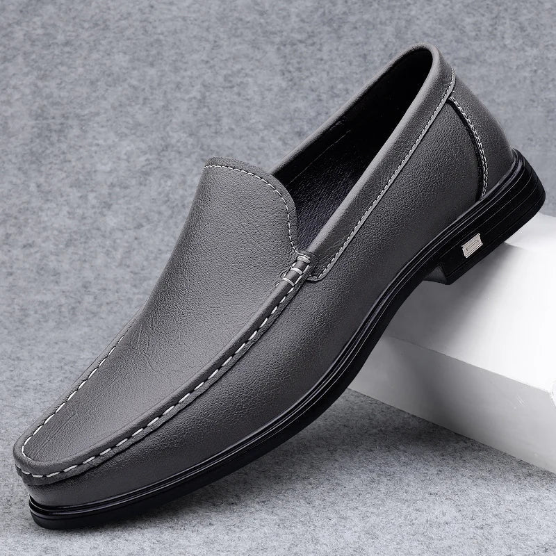 Spring Genuine Leather Men's Loafers Comfortable Slip - on Driving Casual Low Heel Shoes Soft Bottom Business Dating Loafers Shoes - Beauty