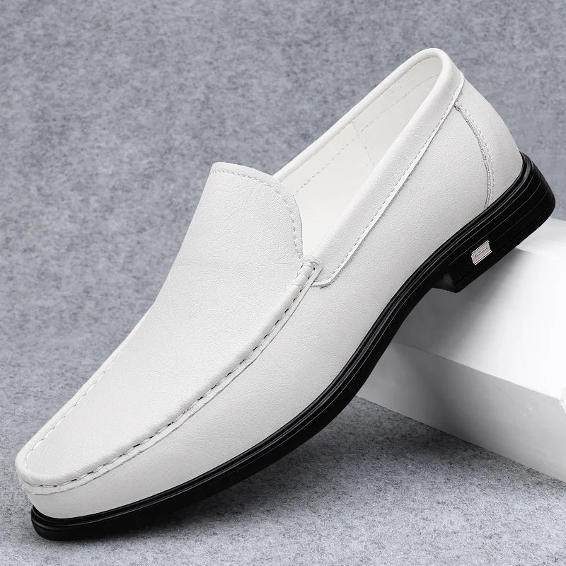 Spring Genuine Leather Men's Loafers Comfortable Slip - on Driving Casual Low Heel Shoes Soft Bottom Business Dating Loafers Shoes - Beauty