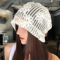 Spring Summer New Korean Crochet Pullover Hats Women Outdoor Travel Fashionable Versatile Sweet Hollow Breathable Beanies Cap - Beauty