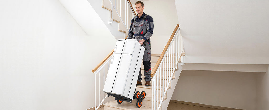 SucceBuy Stair Climbing Cart 220 lbs Stair-Climbing Capacity Heavy-Duty Folding Trolley Cart w/ Telescoping Handle for Groceries