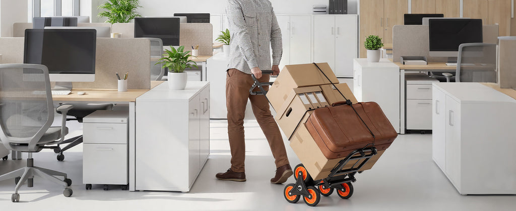 SucceBuy Stair Climbing Cart 220 lbs Stair-Climbing Capacity Heavy-Duty Folding Trolley Cart w/ Telescoping Handle for Groceries