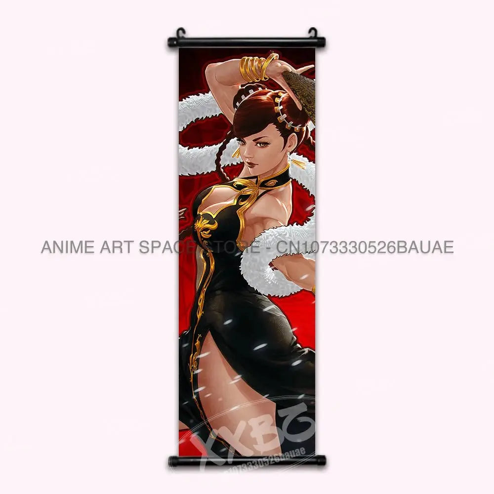 Street Fighter Hanging Painting Fighting Game Wall Artwork Gouken Scrolls Picture Sakura Kasugano Print Canvas Poster Home Decor - Beauty