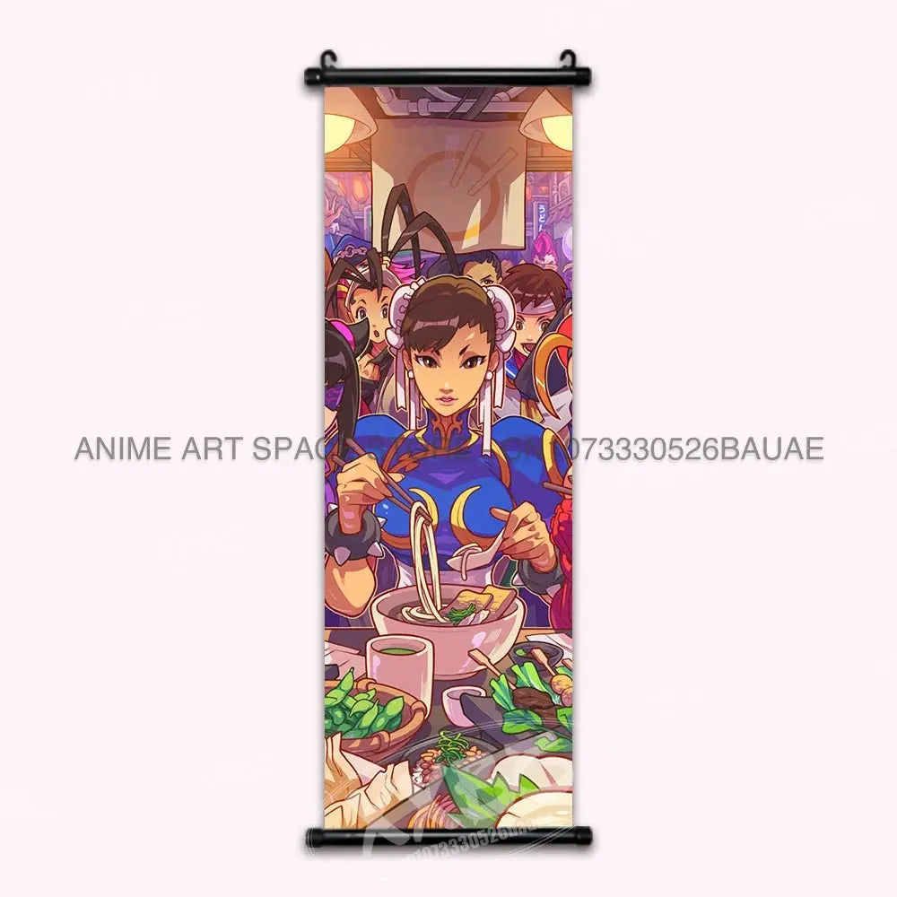Street Fighter Hanging Painting Fighting Game Wall Artwork Gouken Scrolls Picture Sakura Kasugano Print Canvas Poster Home Decor - Beauty