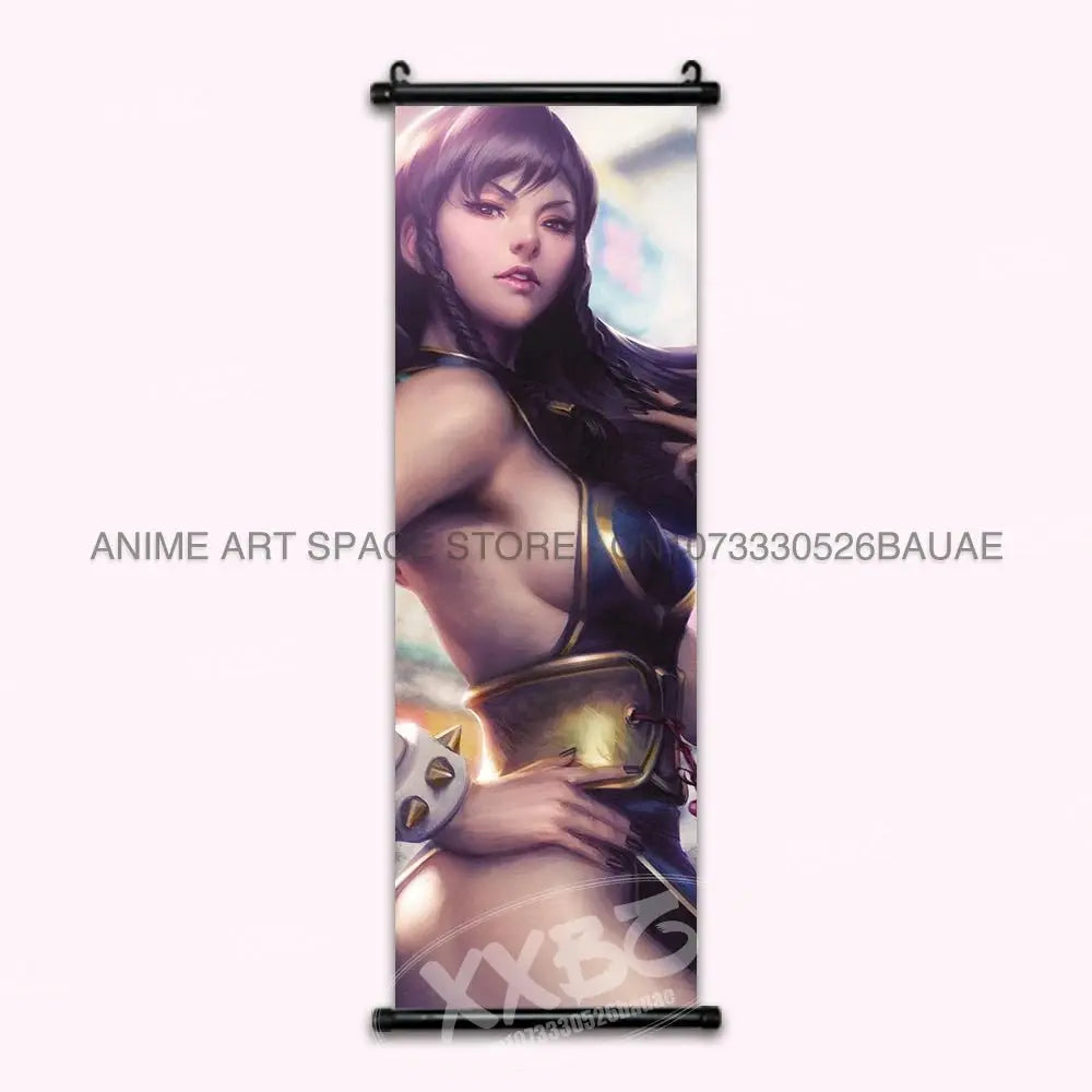 Street Fighter Hanging Painting Fighting Game Wall Artwork Gouken Scrolls Picture Sakura Kasugano Print Canvas Poster Home Decor - Beauty