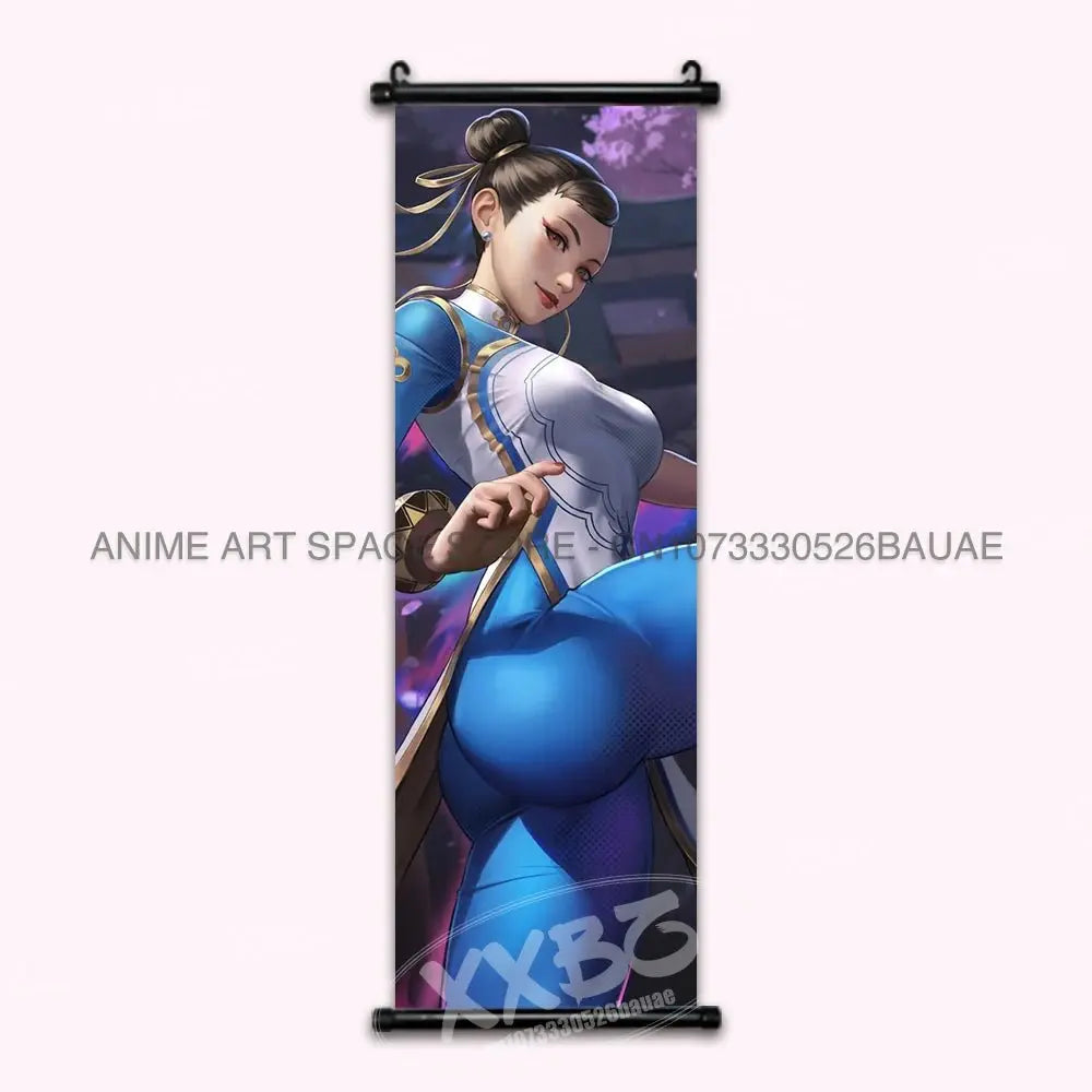 Street Fighter Hanging Painting Fighting Game Wall Artwork Gouken Scrolls Picture Sakura Kasugano Print Canvas Poster Home Decor - Beauty