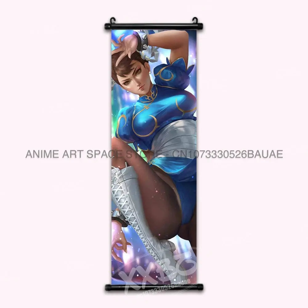 Street Fighter Hanging Painting Fighting Game Wall Artwork Gouken Scrolls Picture Sakura Kasugano Print Canvas Poster Home Decor - Beauty